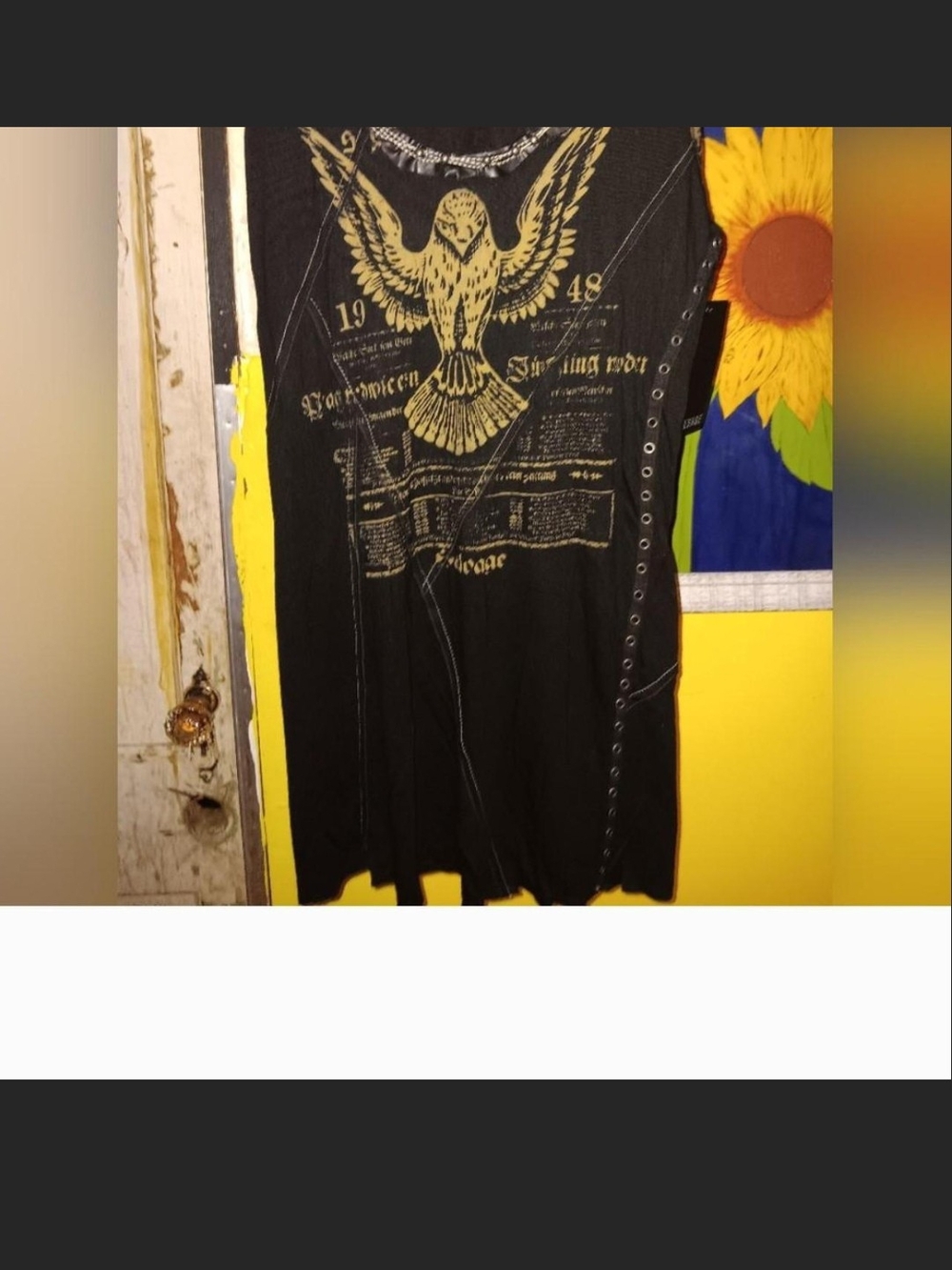 NWT Salvage Black and Gold Sleeveless Graphic Eagle Tank Top